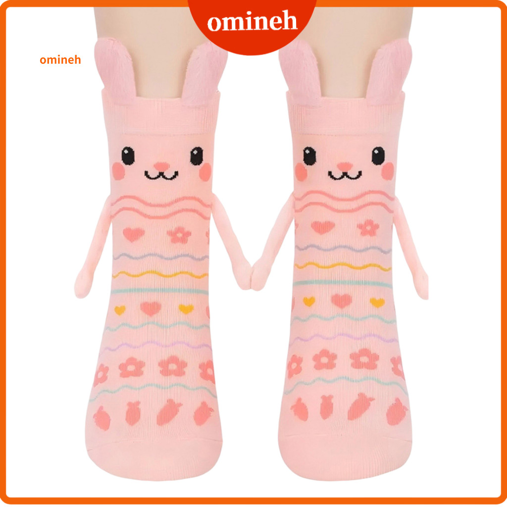 Soft Cotton Blend Socks Stretchy Easter Bunny with Magnetic Hands Cute 3d Rabbit Ears Fun Holding for Women Teens Kids P