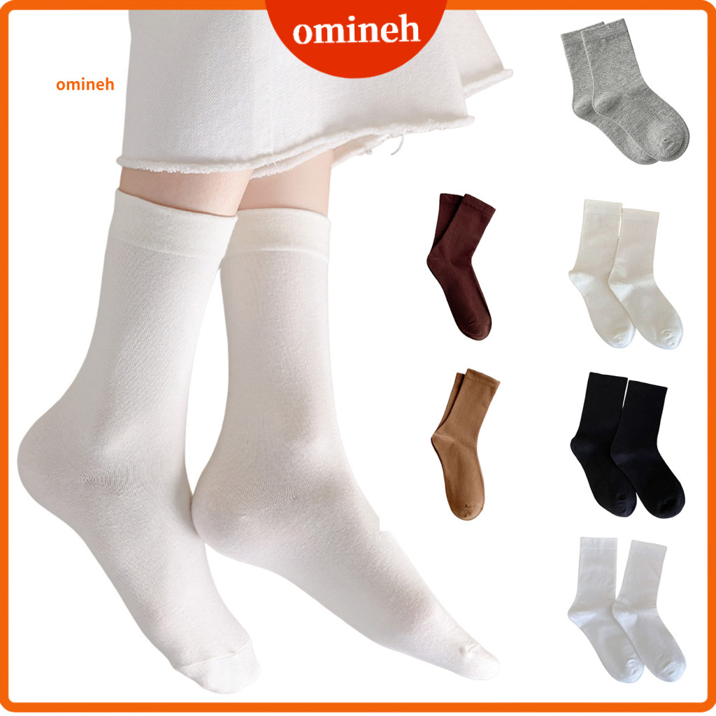 Comfortable Women Socks Soft Cotton Crew 5 Pairs Women’s Moisture-wicking Breathable Mid-calf Stretchy Solid Color for