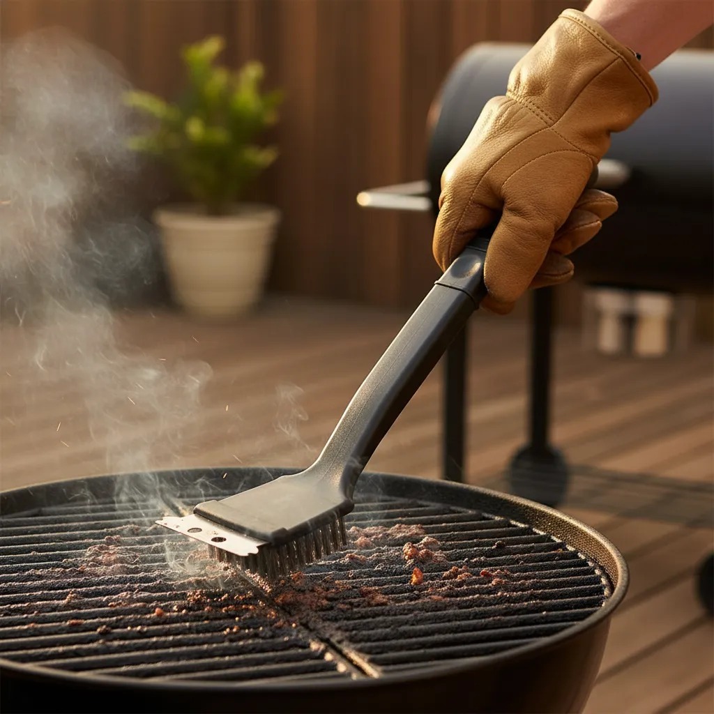 Escova para Churrasqueira com Raspador em Aço Limpa Grelha de Churrasco Cerdas Resistentes