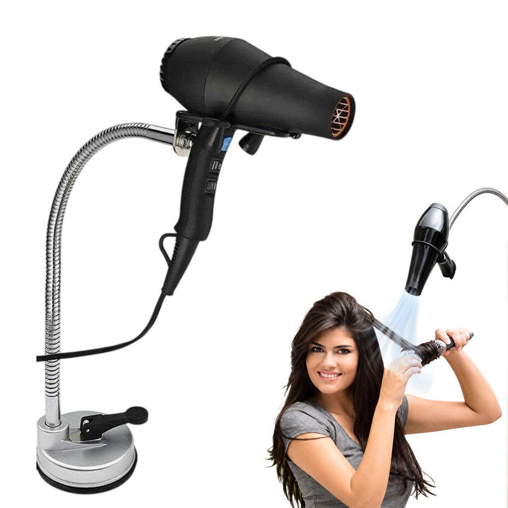 Suporte Secador de Cabelo Penteadeira Pet Shop Salao Casa Quarto Banheiro Ventosa Parede Flexivel