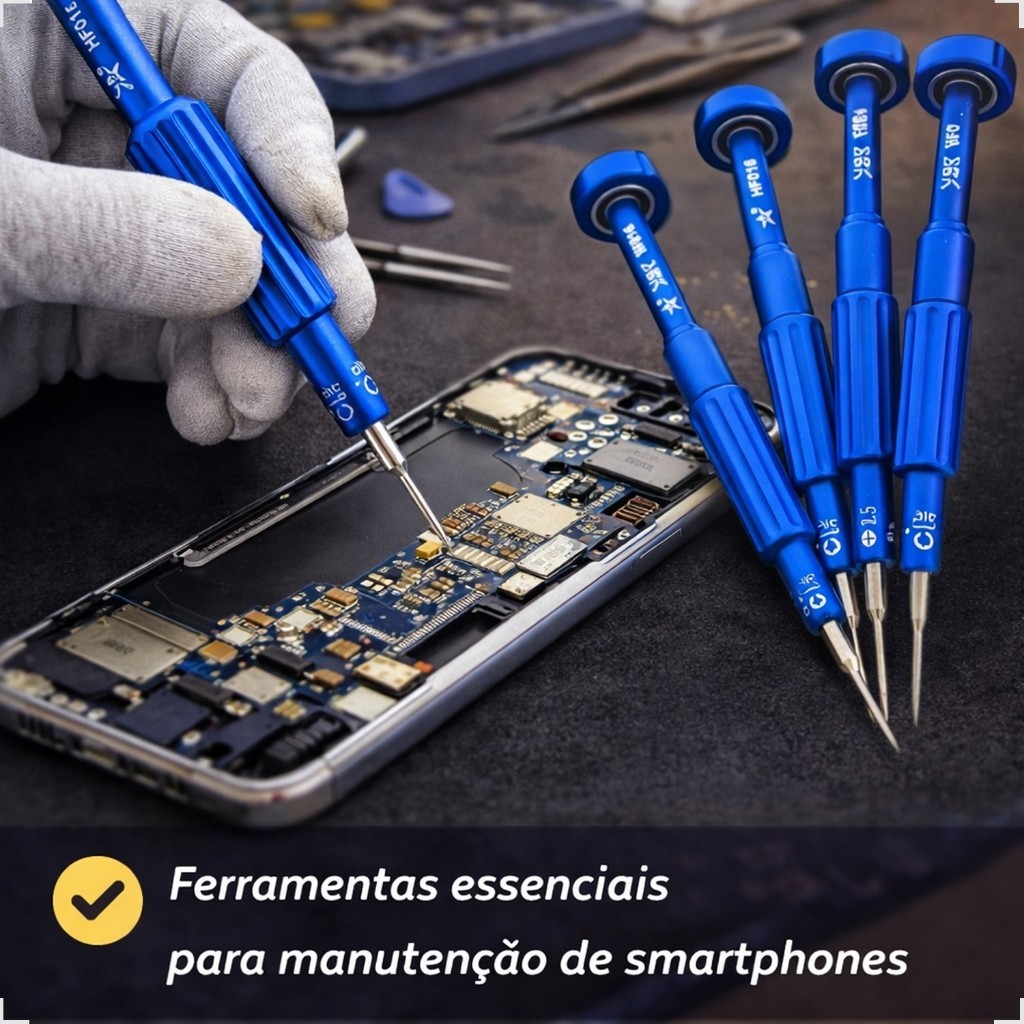 Kit Chaves 5 EM 1 Com Magnetizador De Precisão Profissional  Ideal para Manutenção Android Iphone