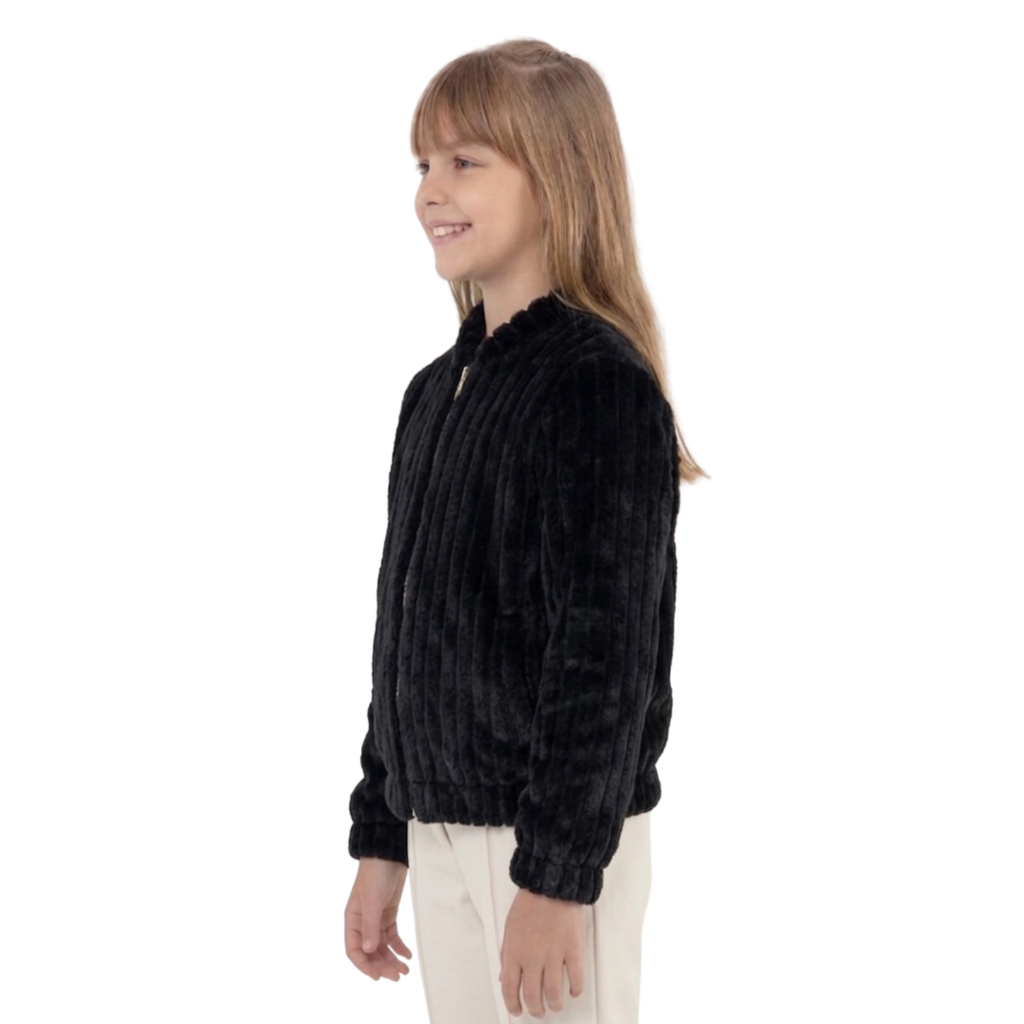 Jaqueta Teddy Infantil Menina Confortável Casaco Inverno