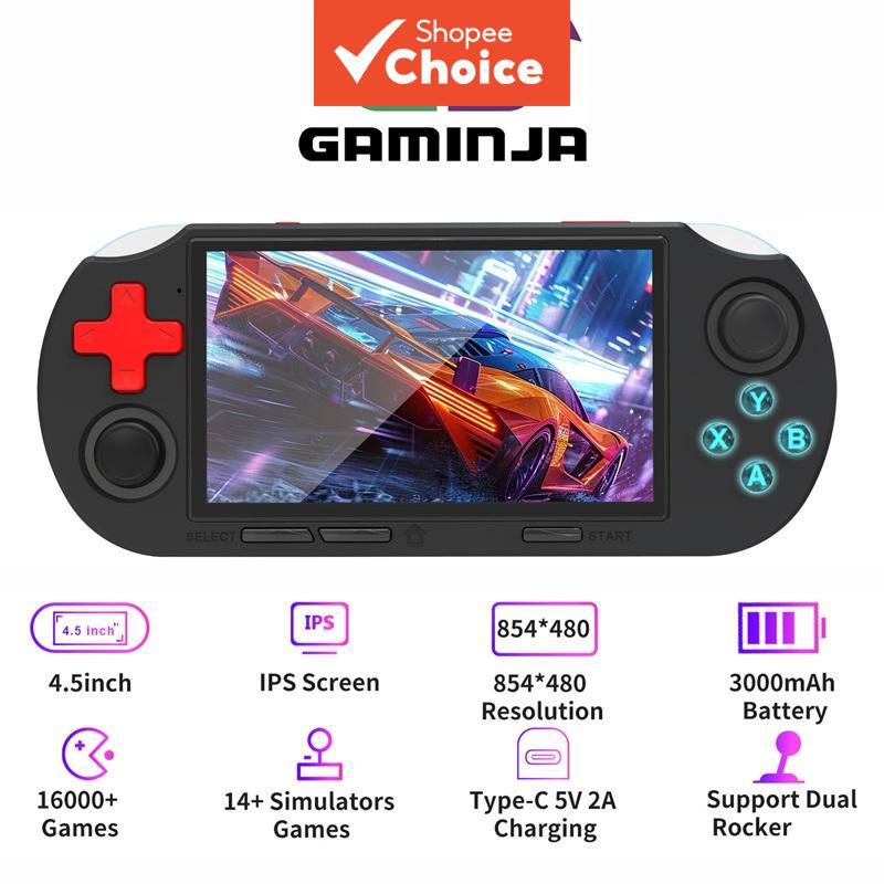 Console de Jogos GAMINJA Tela HD de 4,5 polegadas Mais de 10.000 jogos integrados Suporta 14 emuladores Console portátil