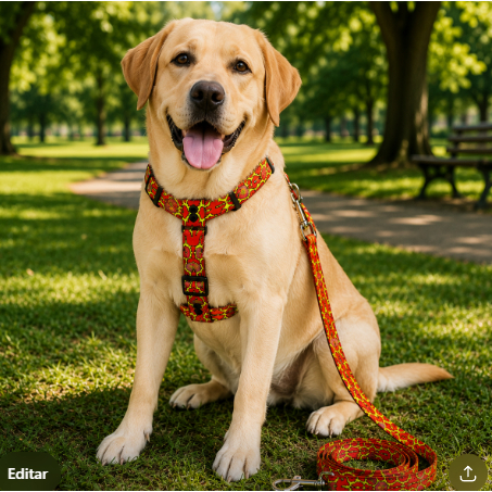 Coleira Peitoral Americano com Guia para Cachorro Premium Dog Grande