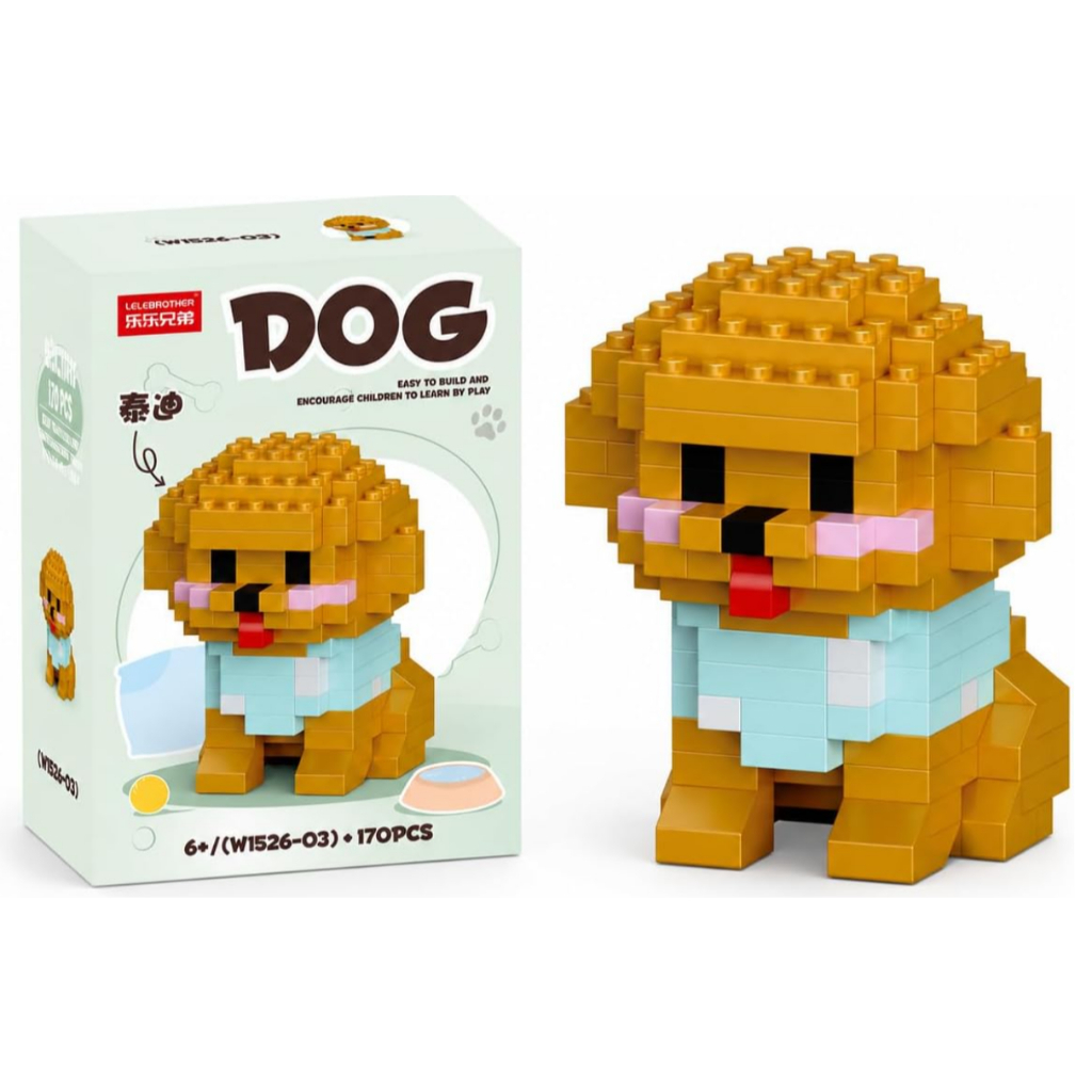 Blocos de Montar KIDINO Infantil Dog Poodle Teddy 170 Peças Micro Blocos Educativo Fofo Criativo