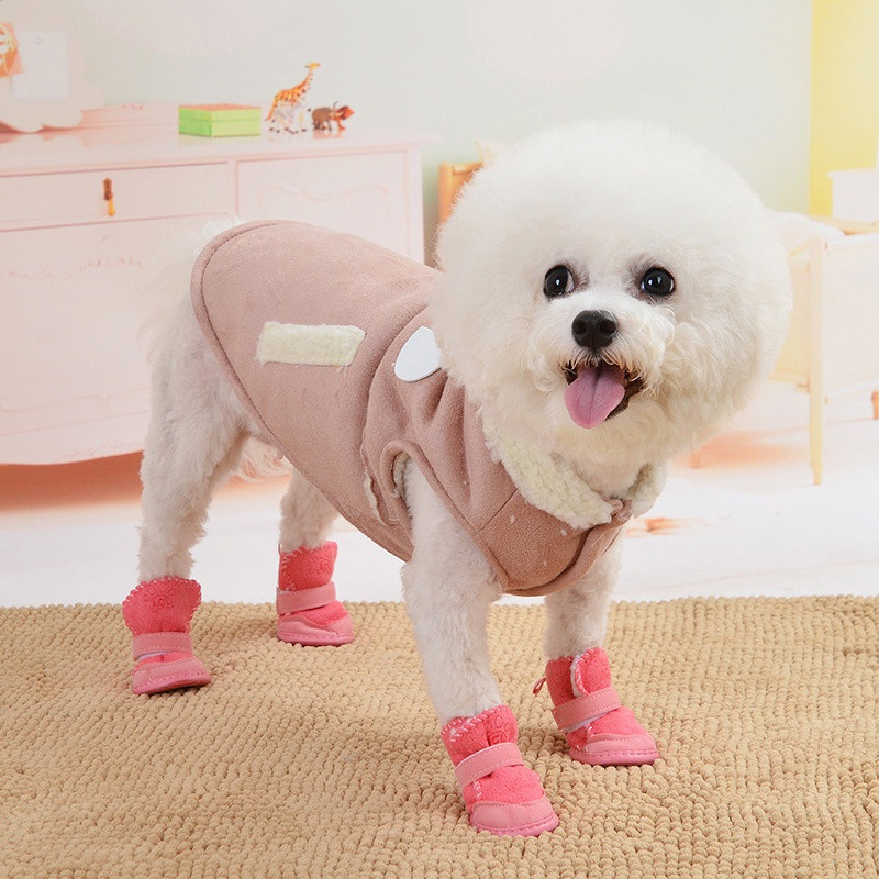 Botas de Neve para Cães Pequenos Netflix Pet Dog Shoes, Capa de Sapatos Teddy Boomer em Veludo Antiderrapante CTTZ-&*&-&