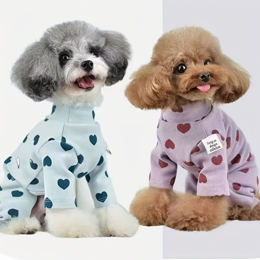 Autumn Winter Pet Dog Clothes Teddy Bichon Schnauzer Small Dog Cartoon Male Female Universal Warm Four Legs Outfit Purpl