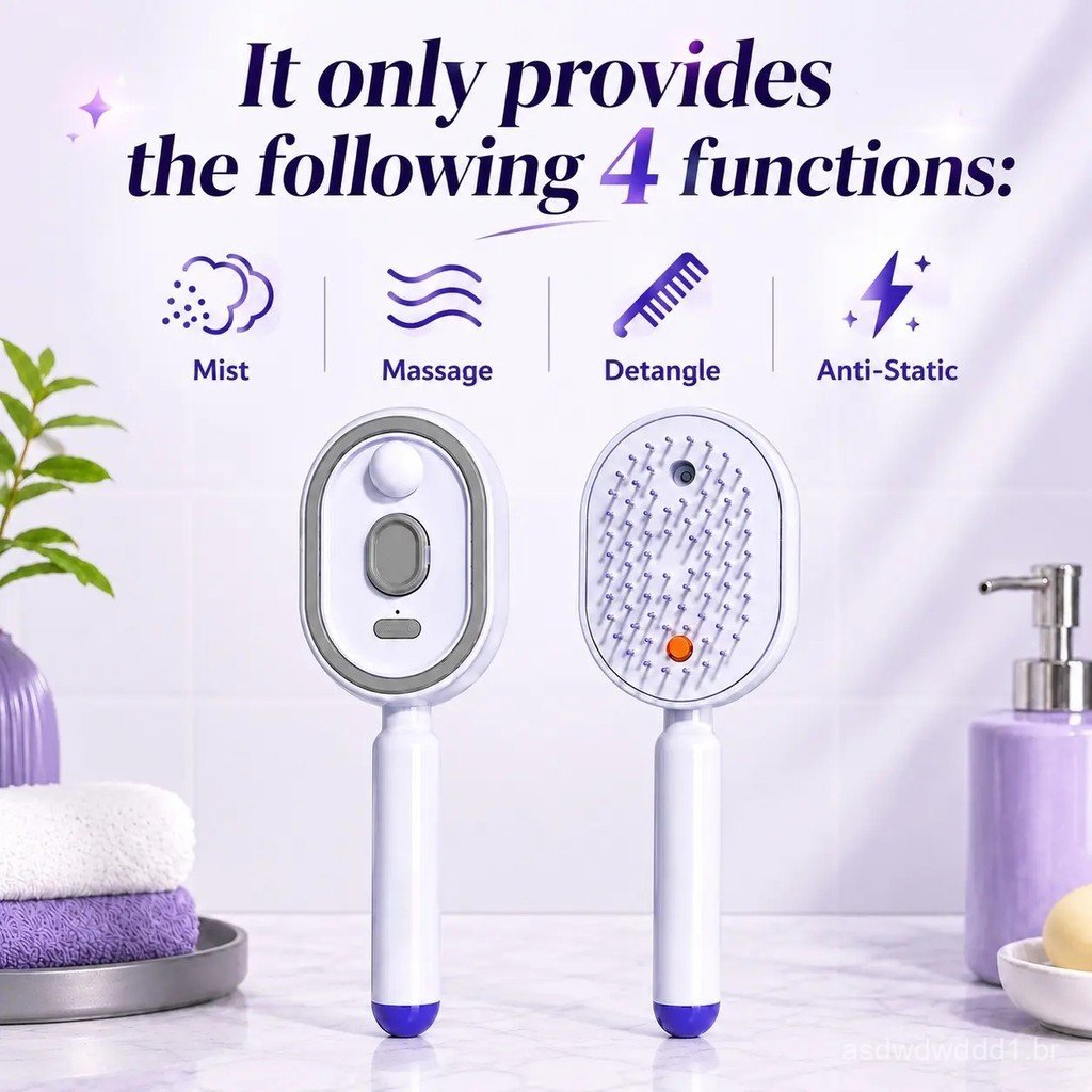 ElectricSprayAirCushionMassageCombwithSelf-Cleaning,Anti-Tangle,Anti-Static,VolumizingFunctionsandEssentialOilMistAromat