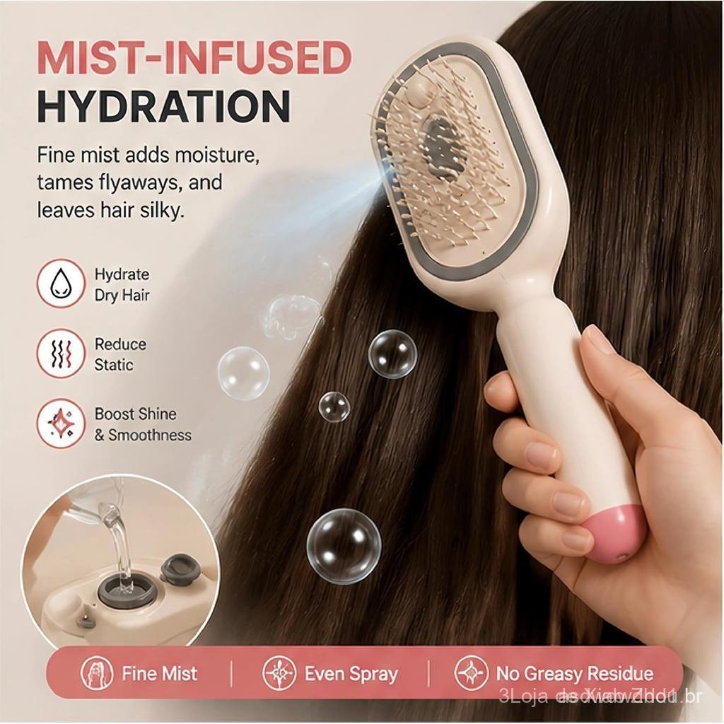 ElectricSprayAirCushionMassageComb,2026UpgradeAirCushionBrushwithSelf-Cleaning,Anti-Tangle,Anti-StaticforFrizzyHair&Scal