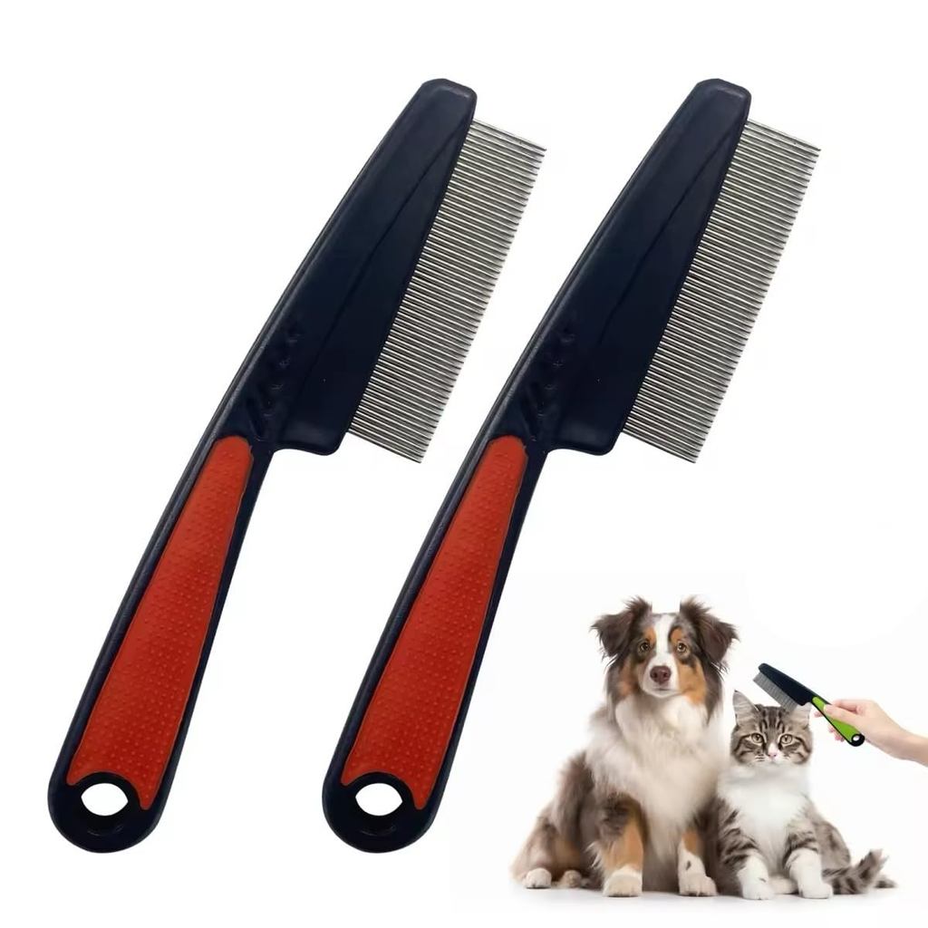 2Pcs Flea Comb for Dogs Cats, Upgrade Multifunctional Pet Comb Pet Hair Removal Flea Comb, Fine Tooth Stainless Cleaning
