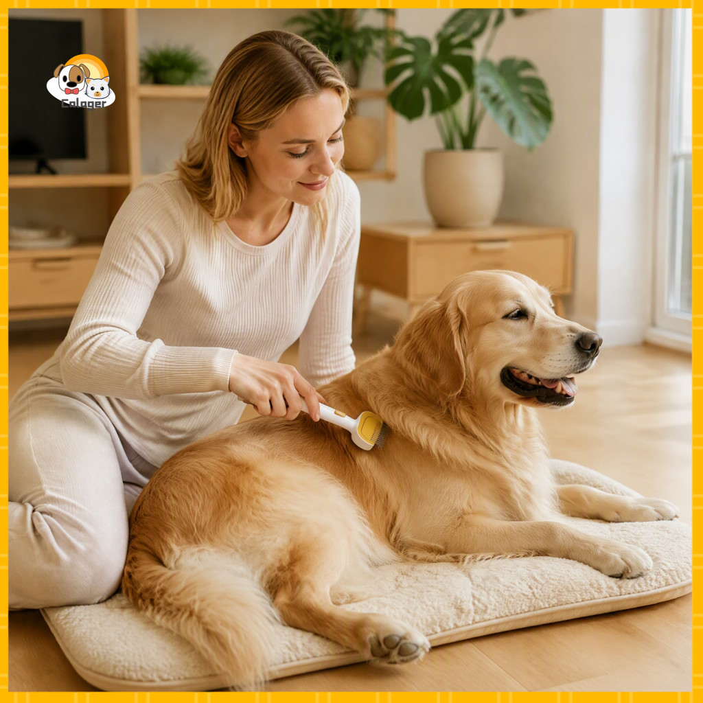 Self Slicker Brush Pet Grooming Comb for Dogs and Cats Detangling Self-cleaning Deshedding – Tool for Removing Fur Tan