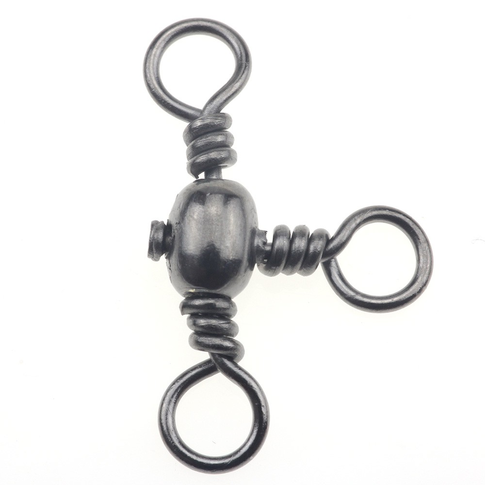 30 Pçs/Lote 3 Way Barrel Cruz Pesca À Linha Giratória Com Anel Solid Brass Conector De Gancho
