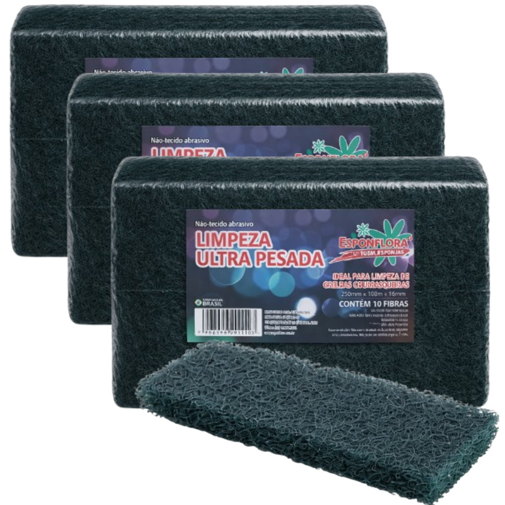 Kit Fibra Abrasiva Limpeza Ultra Pesada C/ 30 Un Esponflora