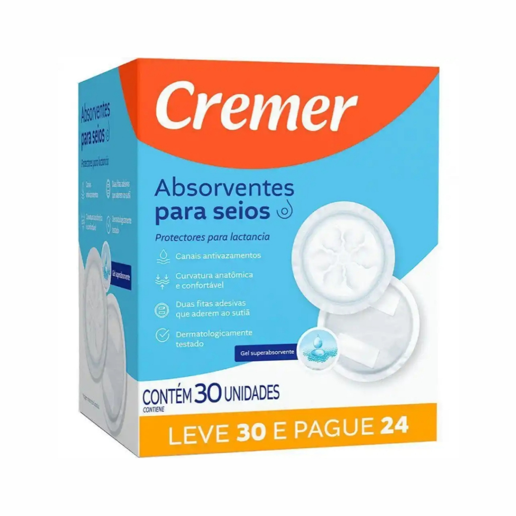 Absorvente para Seios Cremer 30 Unidades 👶🍼 Descartável Ultra Absorção