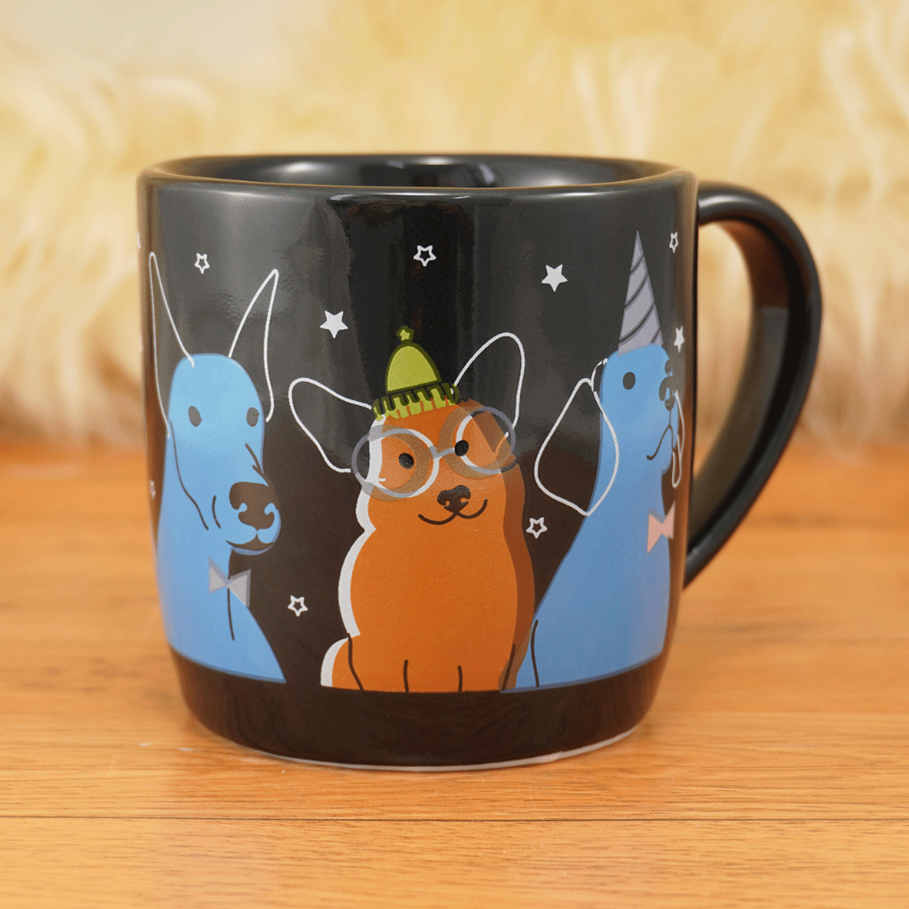 Caneca Porcelana Club 350ml Chá Café Capuccino Pet Cachorros Coloridos