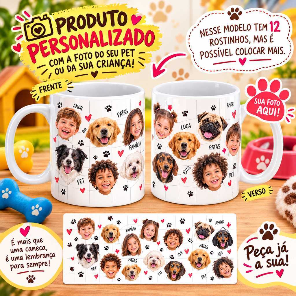 Caneca porcelana estampada Personalizada com a sua imagem ou foto do seu filho ou pet