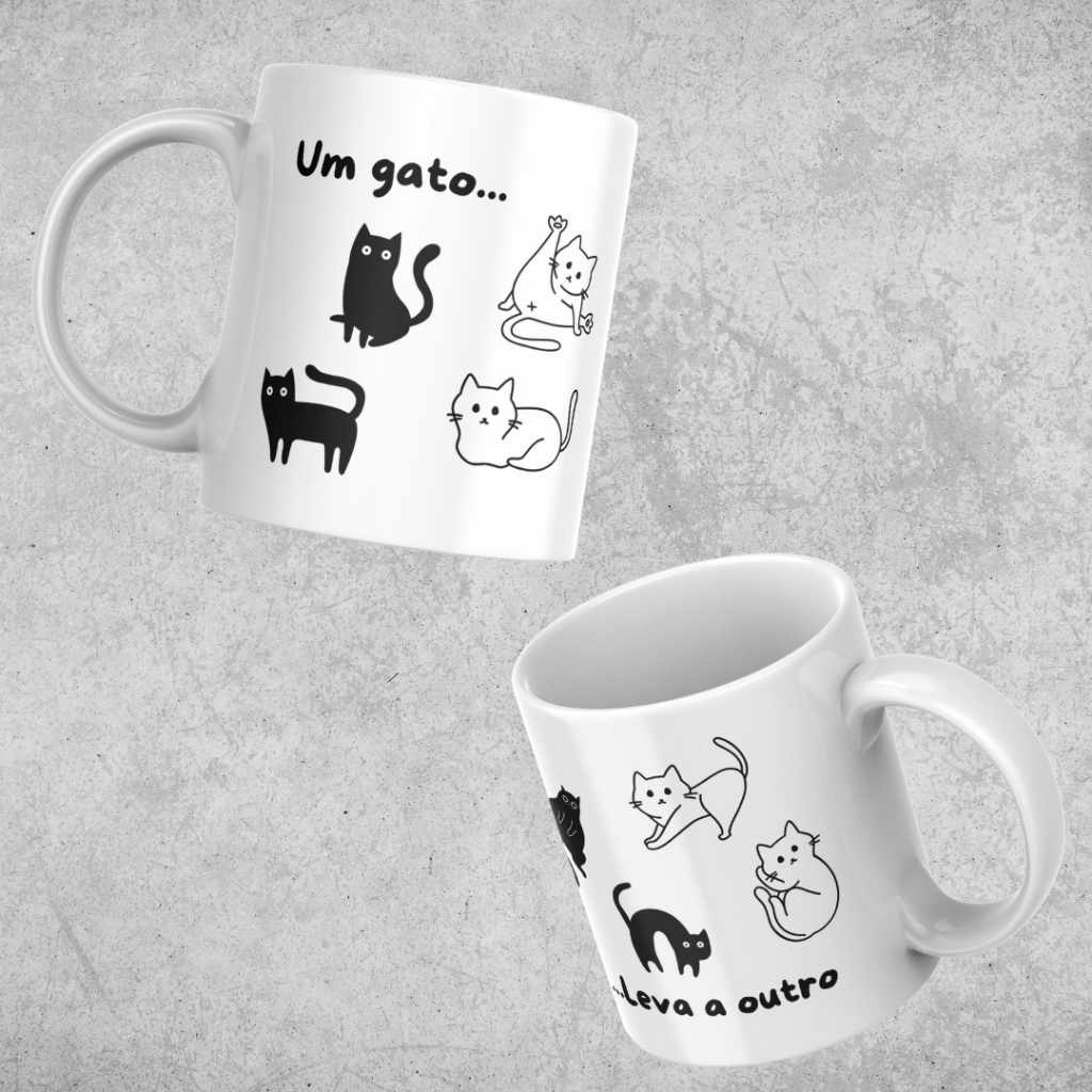 Caneca Gatos Gatinhos Pet Engraçado Fofo Porcelana 325ml