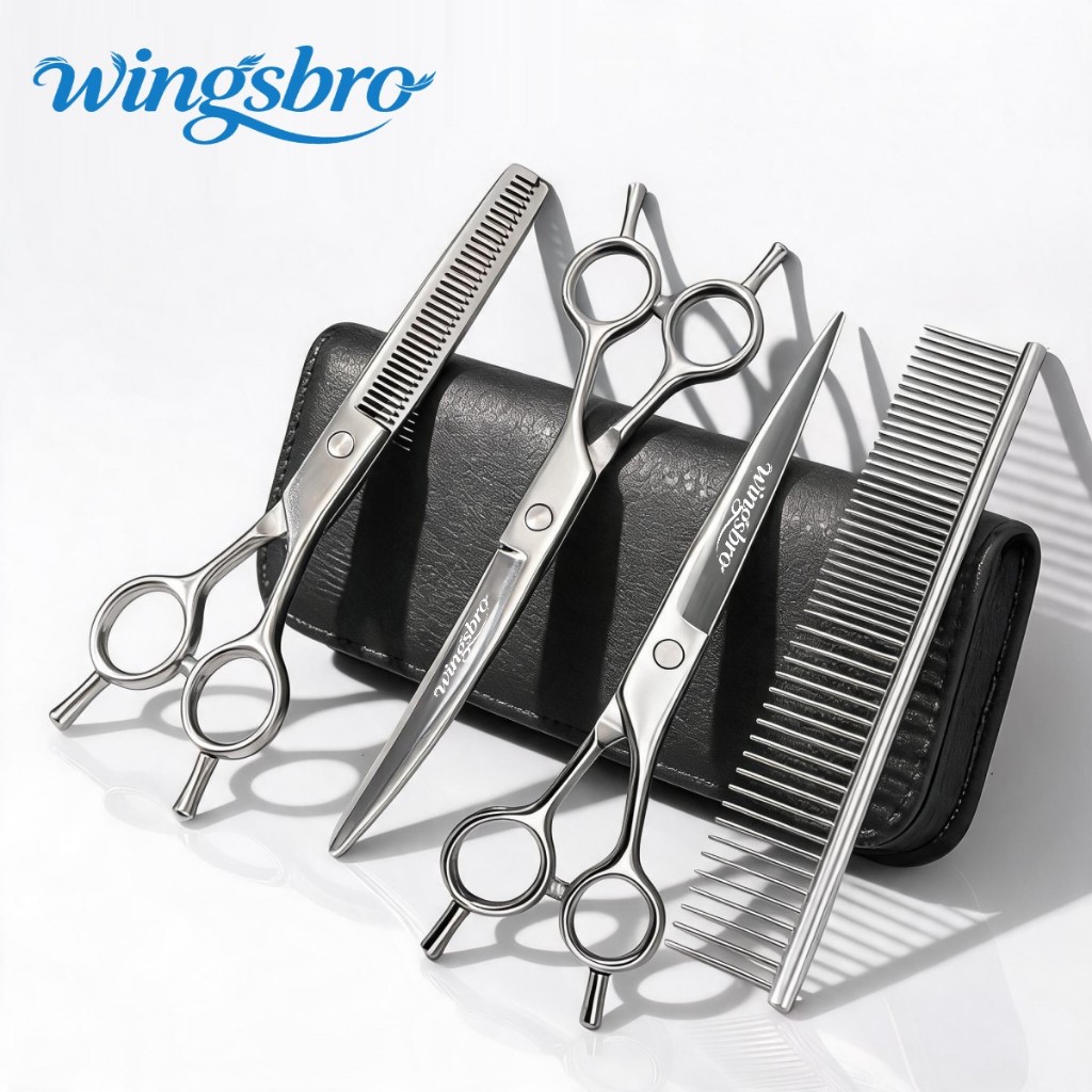 7.5 Polegada Pet Grooming Tesoura Set , Japão Aço Inoxidável Duplo Cauda Flat/Dente/Curving tesoura pet tosa