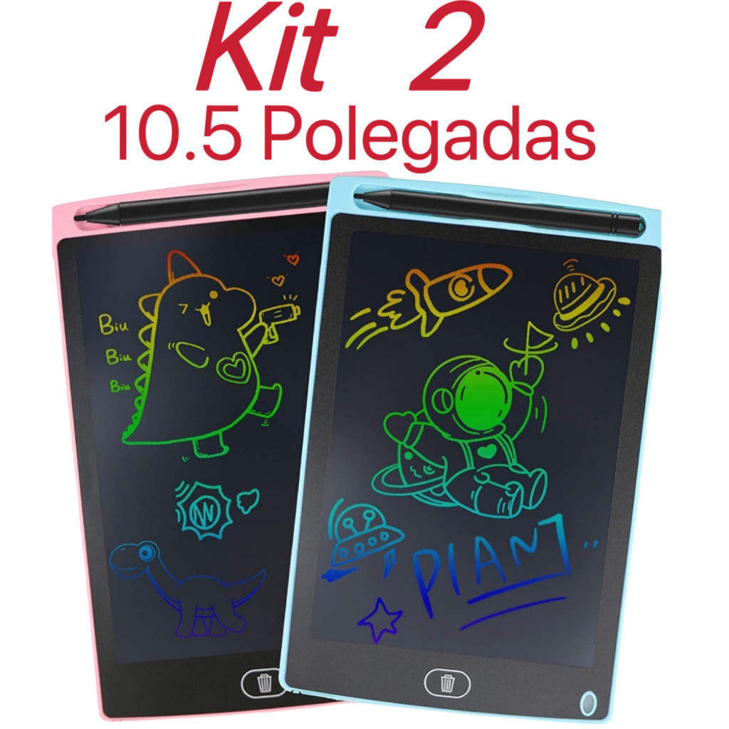 Kit 2 Magic Blackboard LCD tela infantil prancheta de escrita e desenho 10,5 polegadas