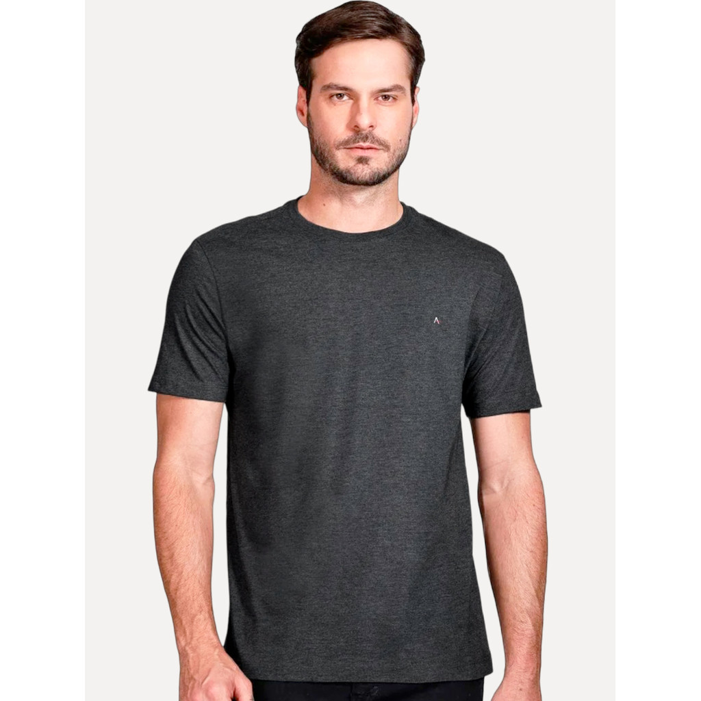Camiseta Aramis Original Masculina Basic Lisa Light Logo Grafite Mescla
