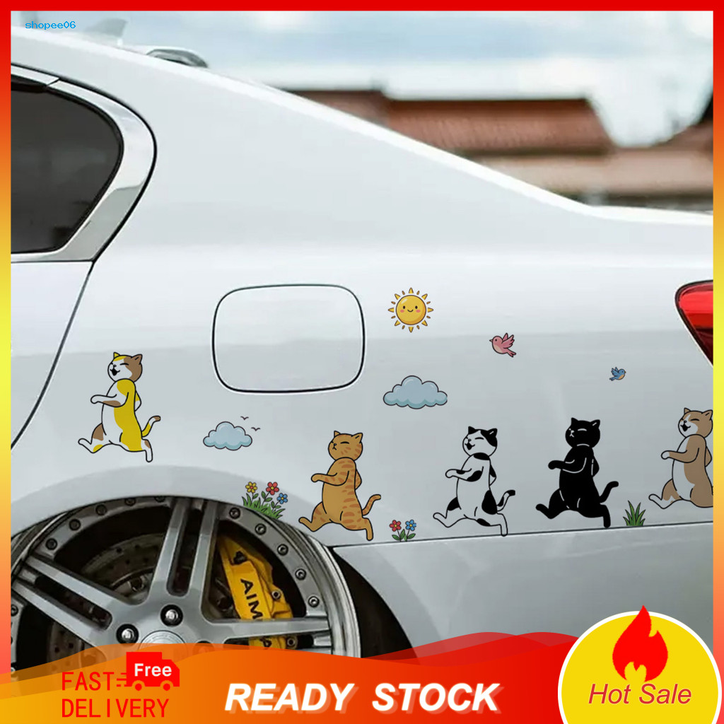 Personalized Car Decoration Sticker Waterproof Funny Cartoon Dog Cat Stickers – Cute Walking Pets Decals for Bumpers L