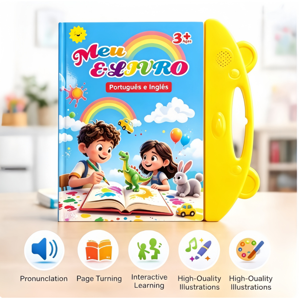 Interactive Book with Bilingual Sound Portuguese-English Educational Aprenda