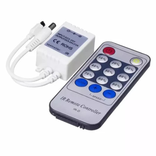 Dimmer com Controle Remoto sem fio 6A Para Fita LED 12-24v 14 Teclas Controle Wireless Prático Compacto