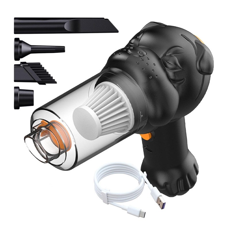 Mini Aspirador de Po Portatil Handheld Vacuum Cleaner YT-M2041 / 4 Em 1 / Recarregavel USB - Preto