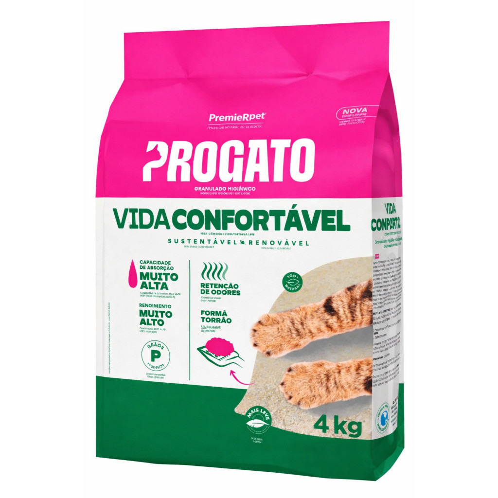 Areia Higiênica ProGato Comfort PremierPet Grãos Finos 4 kg