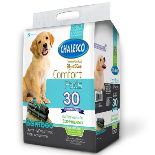 Tapete Higiênico Chalesco Comfort Bamboo para Cães 60X80Cm - 30 unidades