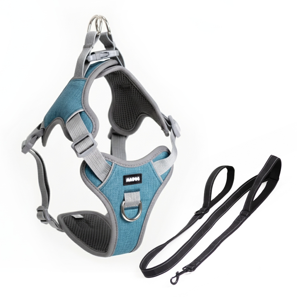 Peitoral Pet Coleira Antipuxão MADOG Comfort + Guia Longa 1,5m