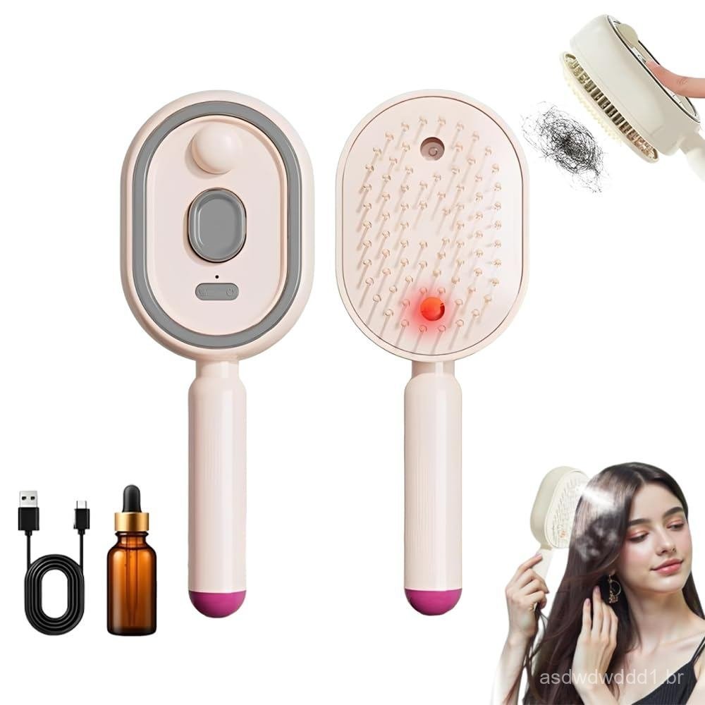Electric Spray Air Cushion Massage Comb2026，Red light steam hair care brush with spray function，Portable Steam Hair Care