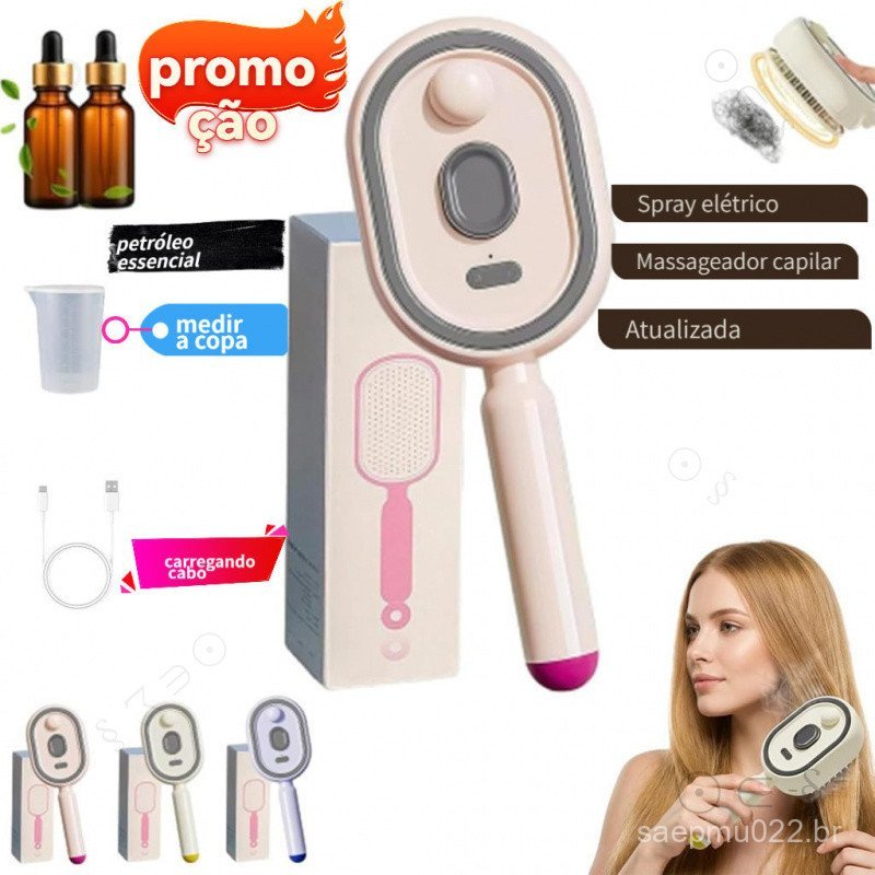 Electric Steam Hair Brush, Rechargeable Detangling Brush with Water Spray, Comb with Light Therapy