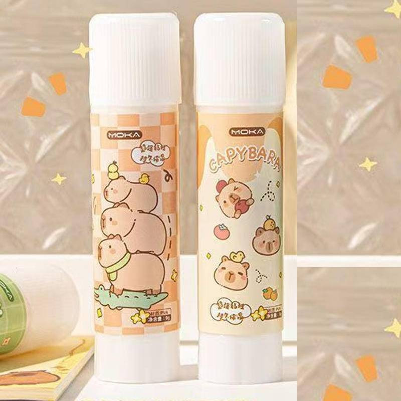 10Creative cartoon capybara solid glue stick，Strong adhesiveness，Suitable for student stationery，High-viscosity products
