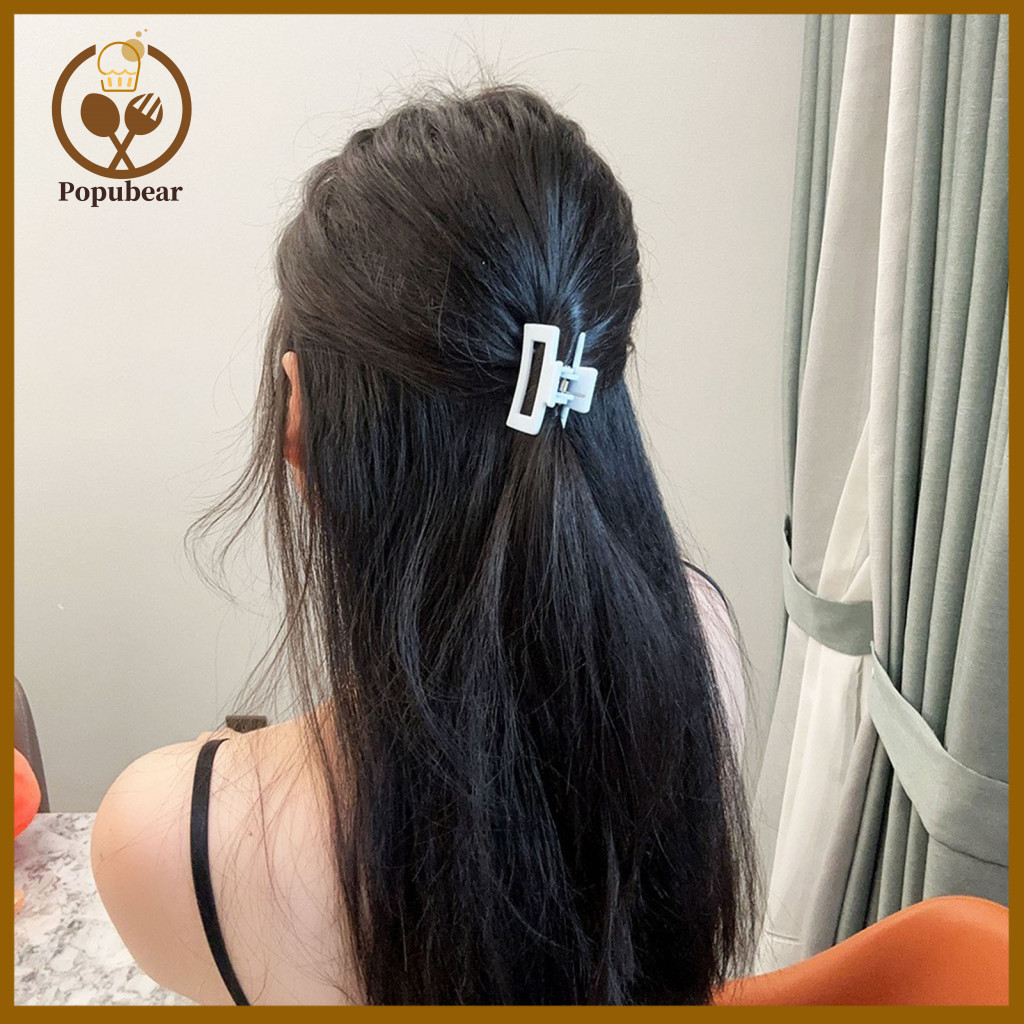 Hair Clip Women Accessories Claw Small Lightweight Anti-slip Strong Grip Hollow Oblong Shape Organizer Solid Color Styli