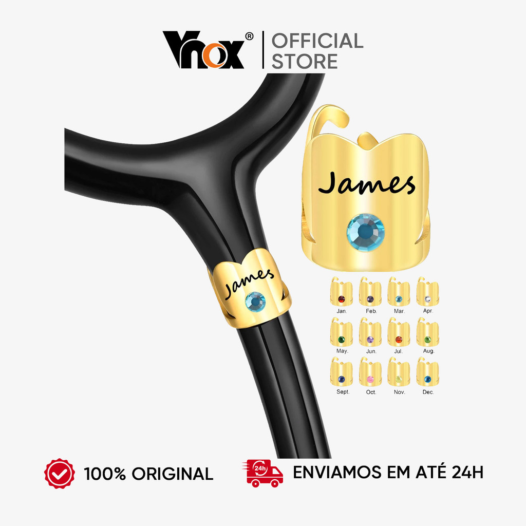 Pingente De Nome Vnox Para Estetoscópio Acessórios,Personalizados De Aço Inoxidável Médicos Crown Birthstone Gift