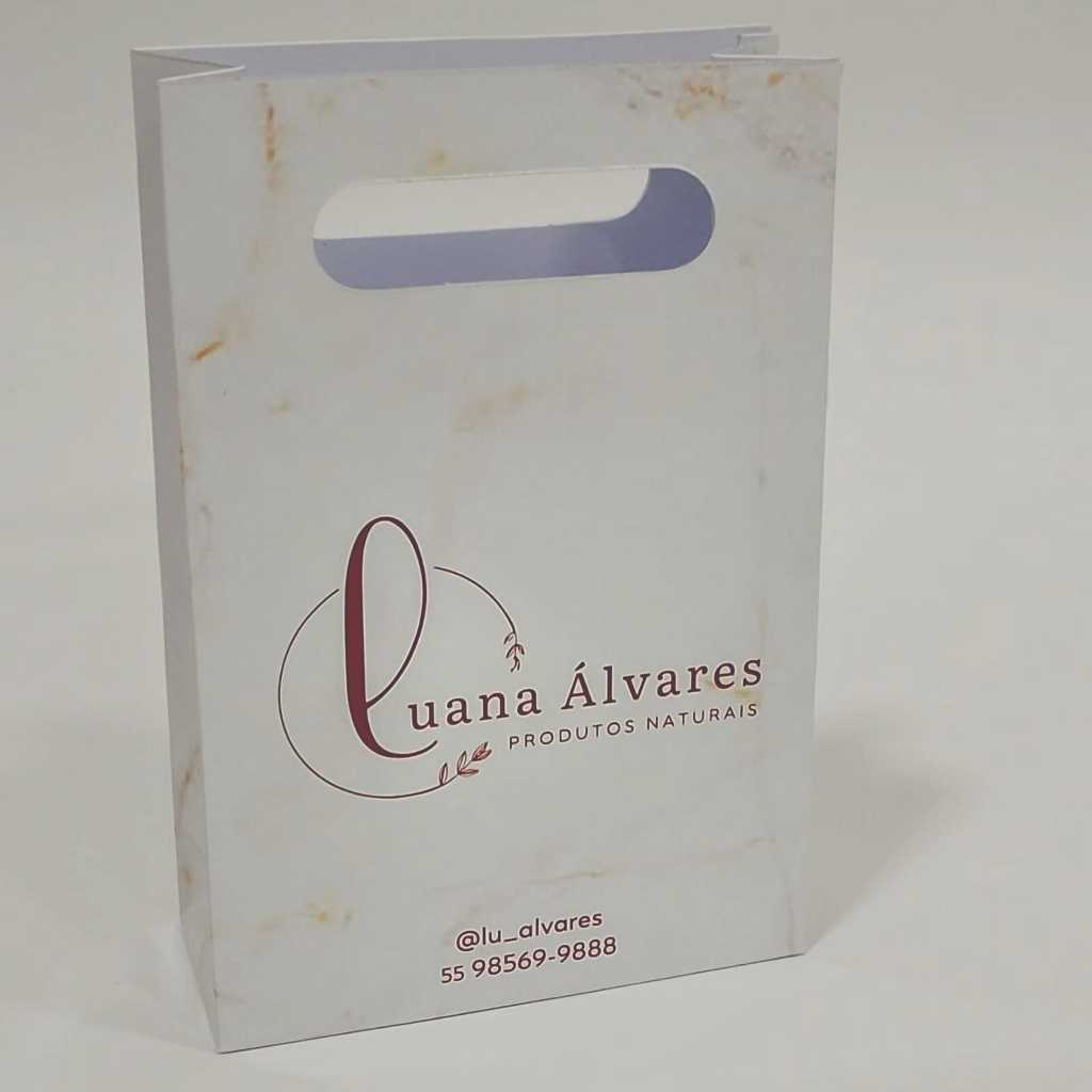 Sacola de Papel Maquiagem | Semijoias | Acessórios Sacola Personalizada | (10x15x4cm) Alça Vazada