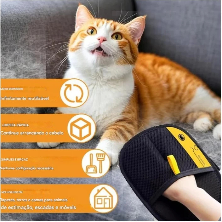 Pet Grooming Gloves Hair Remover, Soft Cleaning Brush Gloves for Dogs & Cats