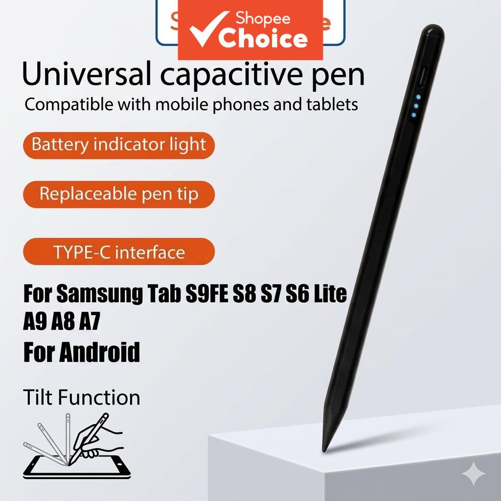Caneta Stylus Recarregável Universal com Função de Inclinação para Samsung Tab S9FE S8 S7 S6 Lite A9 A8 A7, Xiaomi,