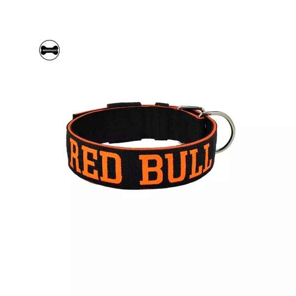 Coleira Personalizada ( Preto e Laranja ) Amorosso Cães Dog Pet