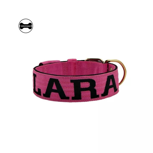 Coleira Para Cachorro Personalizada (Rosa e Preto) Amorosso Dog Pet
