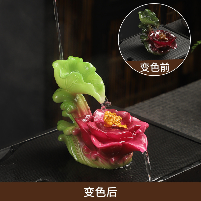 Enfeites de chá para animais de estimação Lucky Lotus Rhyme Golden Toad Fortune Lotus Tea Table Bandeja de chá Mesa de c