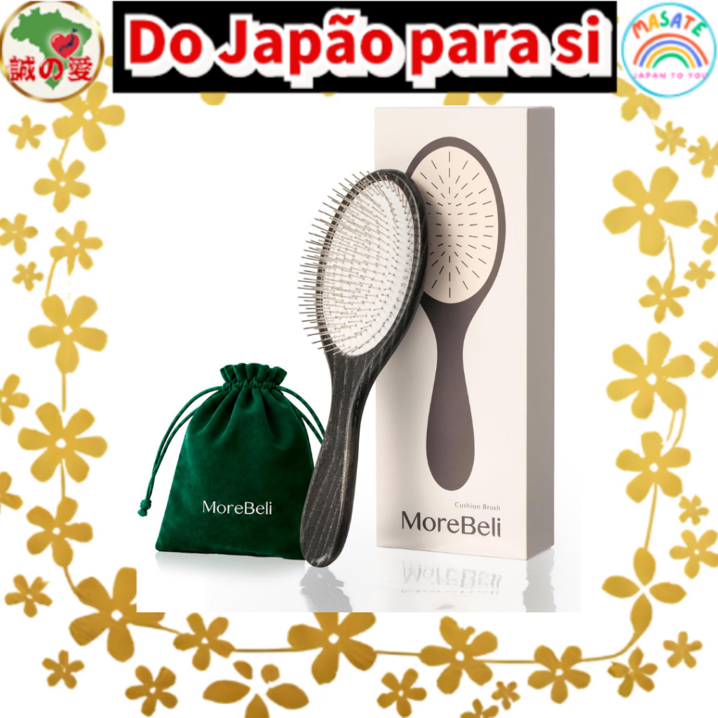 Premium Stainless Pin Cushion Hair Brush Scalp Massager With Pouch 【Do Japão para você】