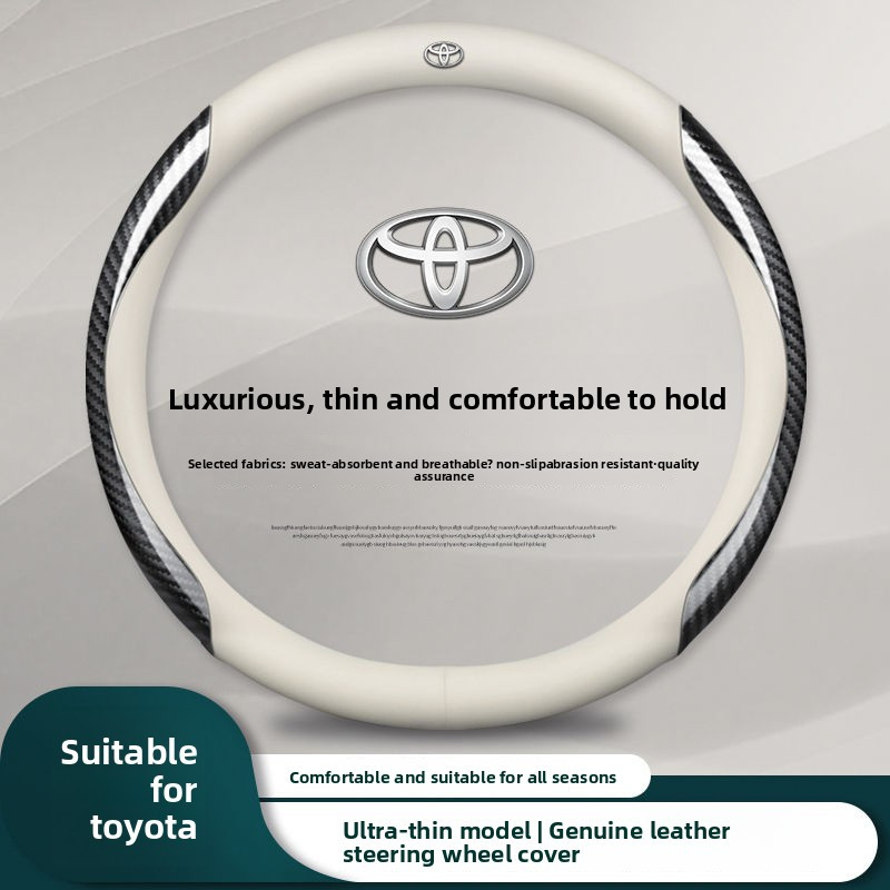 VehicleVibe- Capa de Volante Couro 38cm para Toyota Corolla, Avalon, Crown Kluger, RAV4, Camry, Highlander, Levin