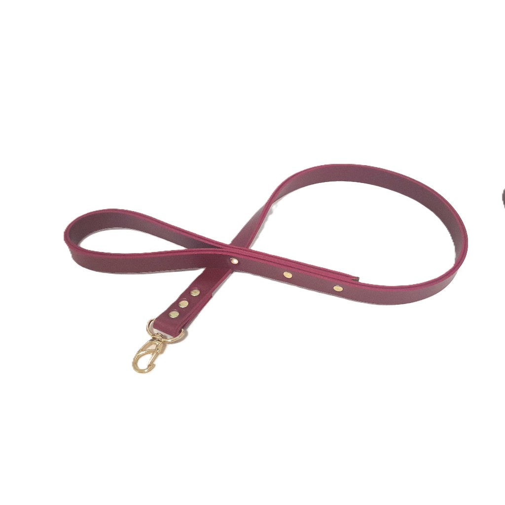 Guia Luxo para Cachorro em Couro – Acabamento Dourado