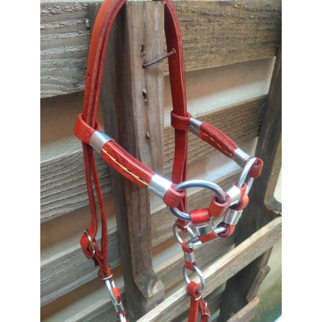 Cabeçada Couro 3 Argolas Testeira Para Cavalo Várias cores