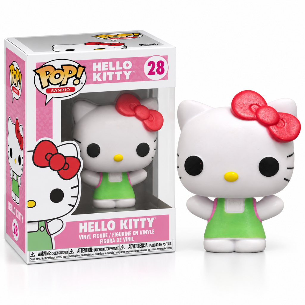 Boneca Hello Kitty Colecionável com Caixa Vestido Verde Laço Vermelho Kawaii Cute Presente Decoração