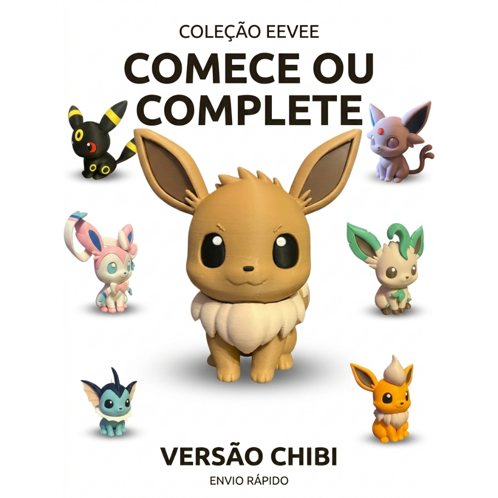 Coleção Eeveelutions Chibi Pokémon – Miniaturas Decorativas Cute para Colecionadores