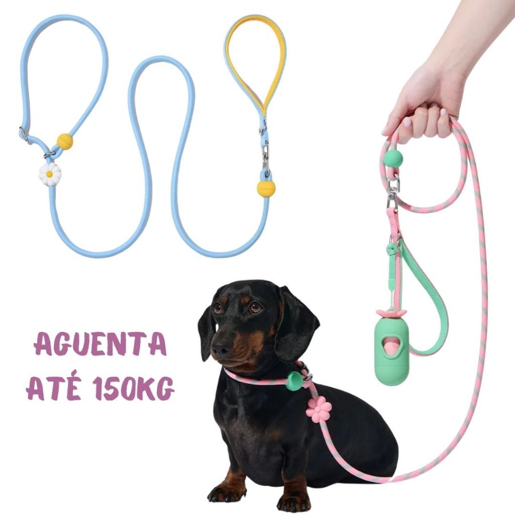 Coleira de Corda Leve Para Cães Vetreska Connect Lite Rope Leash Strawberry, Daisy e Flora