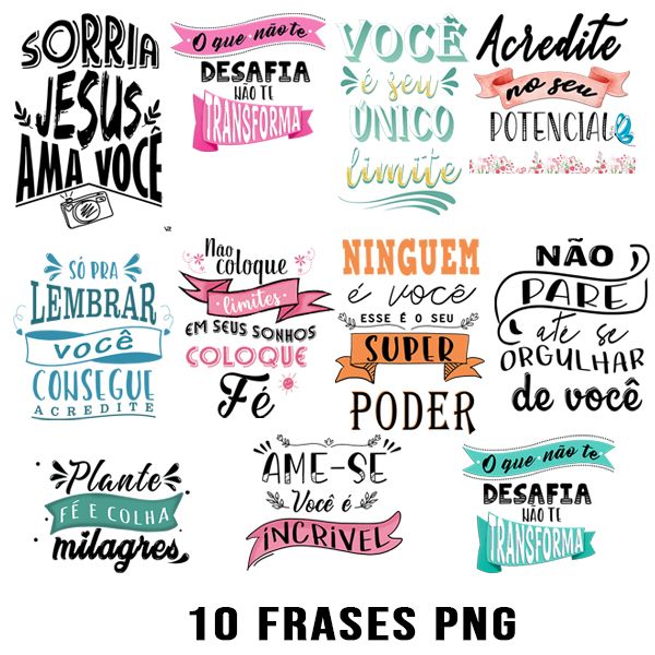 pack de artes com 10 frases motivacionais